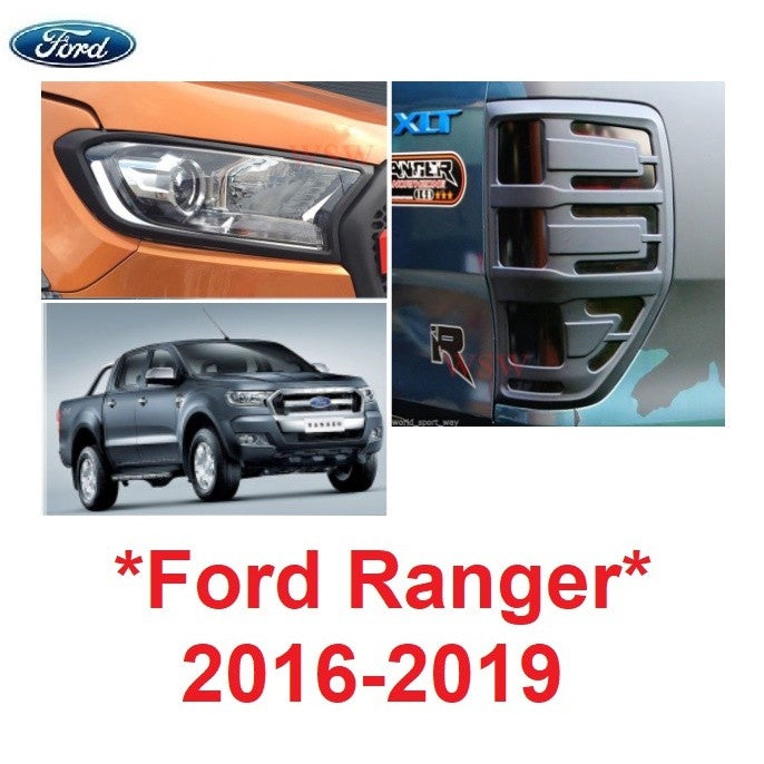 ครอบไฟหน้า ครอบไฟท้าย FORD RANGER T6 2016 - 2018 สีดำด้าน ฟอร์ด เรนเจอร์ ฝาครอบหน้า ครอบไฟรถ 2019