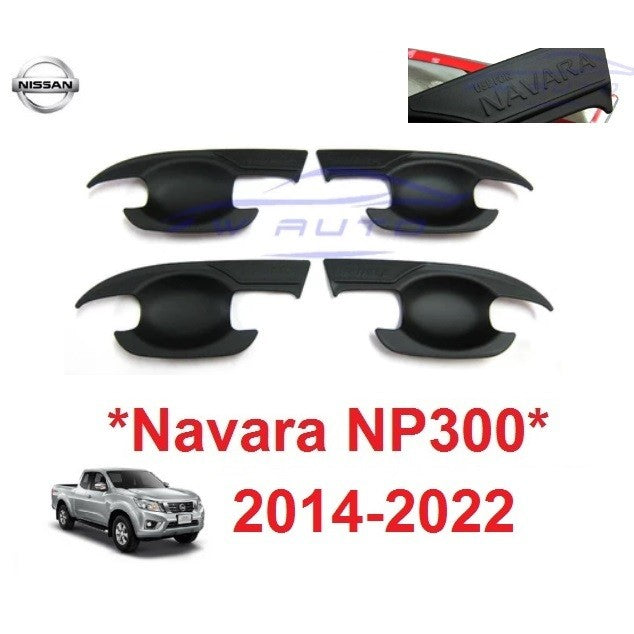 SALE กันรอย เบ้ารองมือเปิด Nissan Navara NP300 2014 - 2022 สีดำ นิสสัน นาวาร่า เอ็นพี300 ถาดรองมือเปิดประตู เบ้ามือ