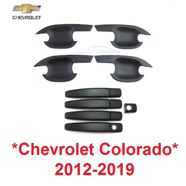 2ประตู ถาดรองมือเปิด ครอบมือจับประตู Chevrolet Colorado 2012 - 2019 ดำด้าน เชฟโรเลต โคโลราโด เบ้ามือจับประตู เบ้ากันรอย - Image 4