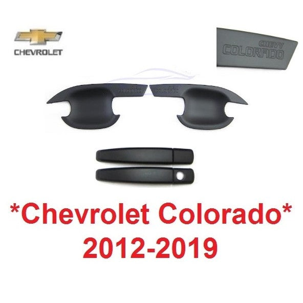 2ประตู ถาดรองมือเปิด ครอบมือจับประตู Chevrolet Colorado 2012 - 2019 ดำด้าน เชฟโรเลต โคโลราโด เบ้ามือจับประตู เบ้ากันรอย - Image 6