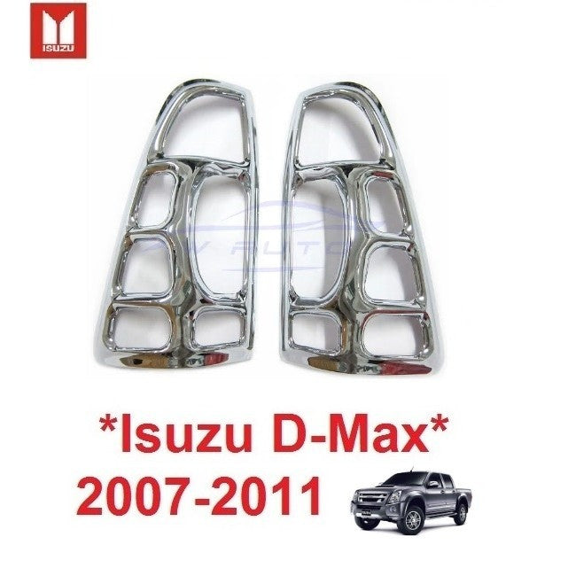 สีชุบโครเมี่ยม ครอบไฟท้าย Isuzu D-Max 2007 - 2011 อีซูซุ ดีแม็กซ์ ครอบไฟหลัง ฝาครอบท้าย dmax d max ครอบไฟ DMAX ดีแม็ค